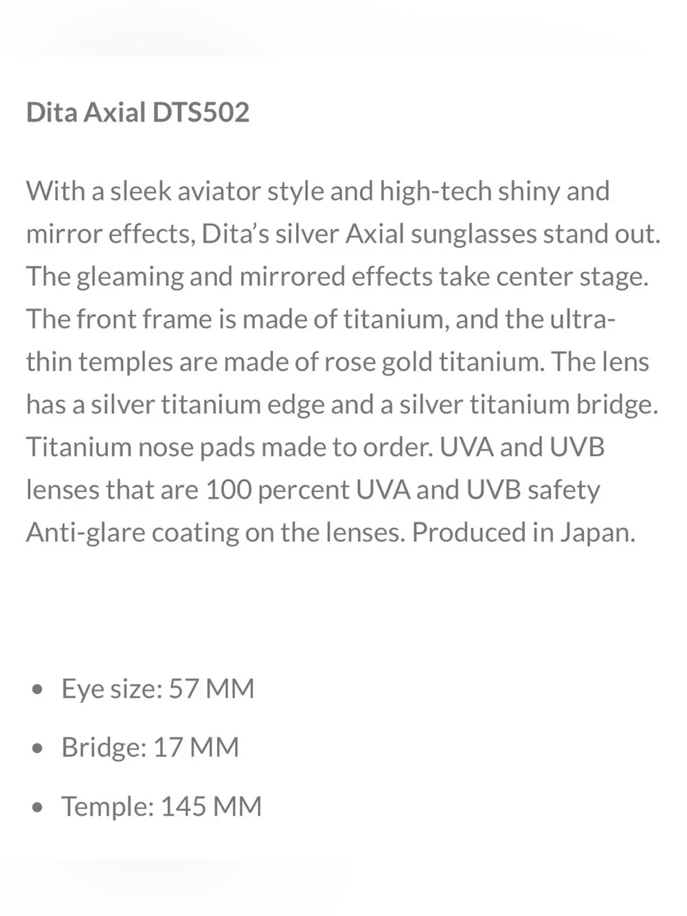 DITA Axial Titanium Rose Gold Aviator Sunglasses